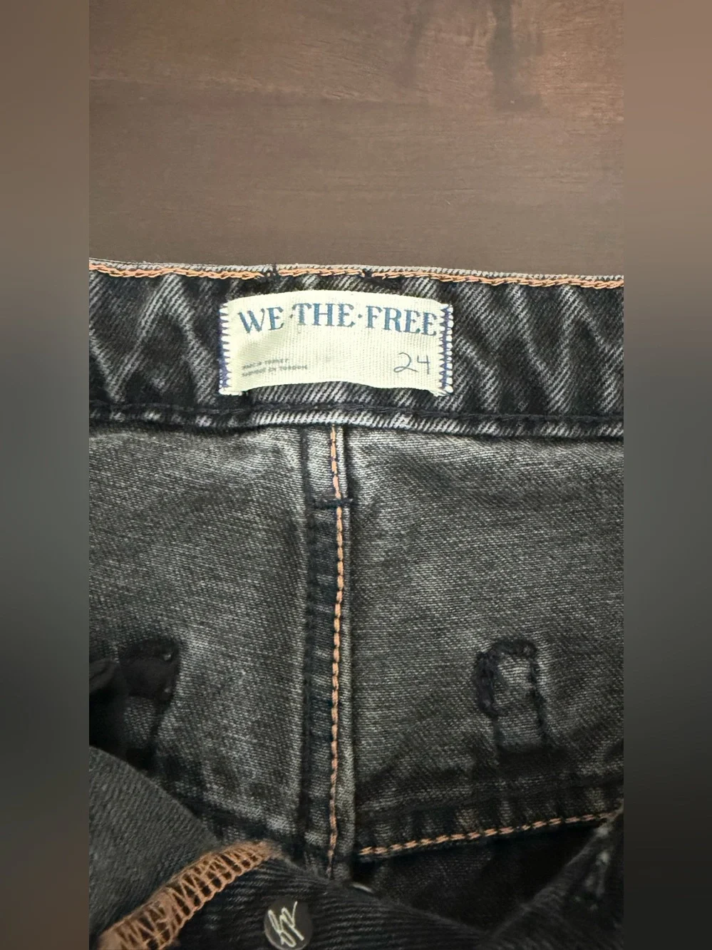 Free People Black Washed High-Rise Straight Jeans